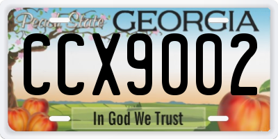 GA license plate CCX9002