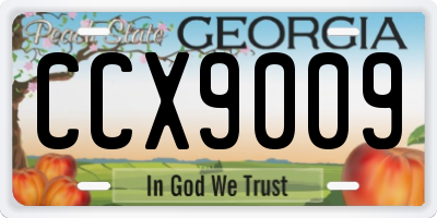 GA license plate CCX9009