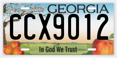 GA license plate CCX9012