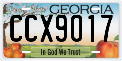 GA license plate CCX9017
