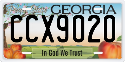 GA license plate CCX9020