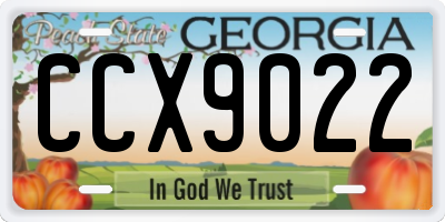 GA license plate CCX9022