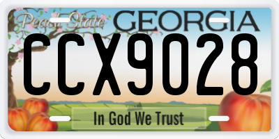 GA license plate CCX9028