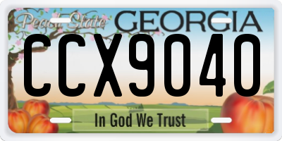 GA license plate CCX9040