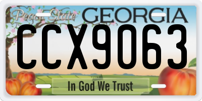 GA license plate CCX9063