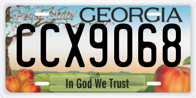 GA license plate CCX9068