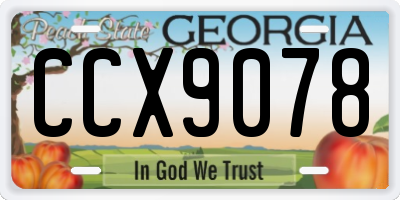 GA license plate CCX9078