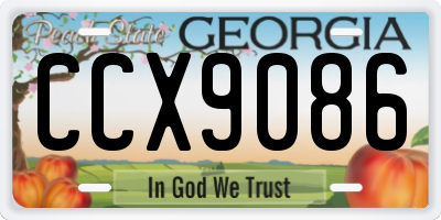 GA license plate CCX9086