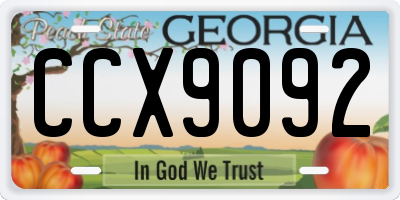 GA license plate CCX9092