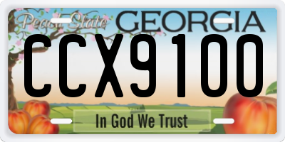 GA license plate CCX9100