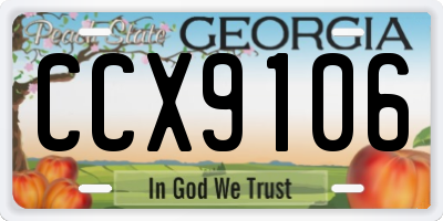 GA license plate CCX9106
