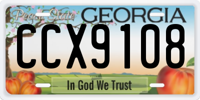 GA license plate CCX9108