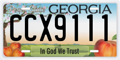 GA license plate CCX9111