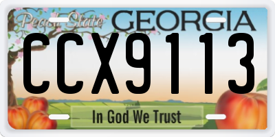 GA license plate CCX9113