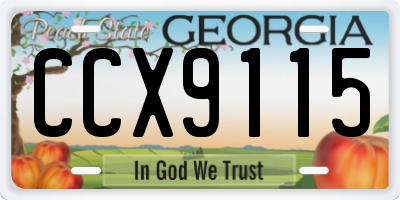 GA license plate CCX9115