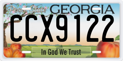 GA license plate CCX9122
