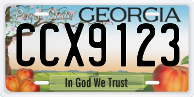 GA license plate CCX9123