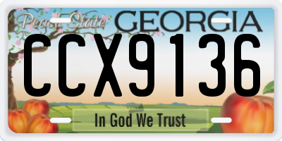 GA license plate CCX9136