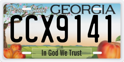 GA license plate CCX9141