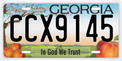 GA license plate CCX9145