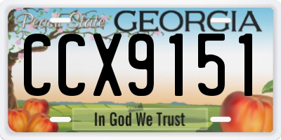 GA license plate CCX9151