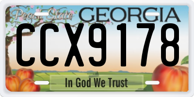 GA license plate CCX9178