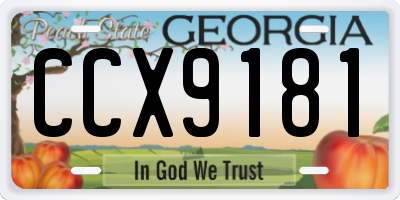 GA license plate CCX9181