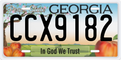 GA license plate CCX9182