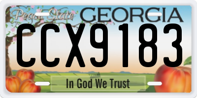 GA license plate CCX9183