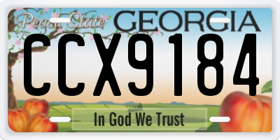 GA license plate CCX9184