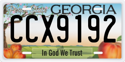 GA license plate CCX9192