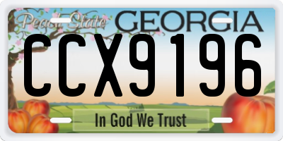 GA license plate CCX9196
