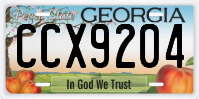 GA license plate CCX9204