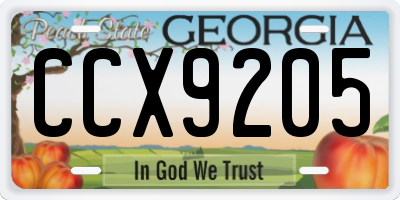 GA license plate CCX9205