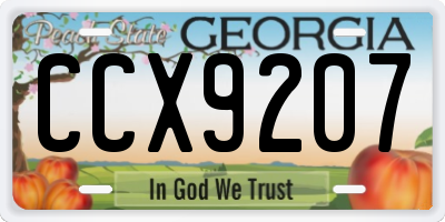 GA license plate CCX9207