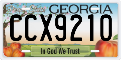 GA license plate CCX9210