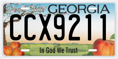 GA license plate CCX9211