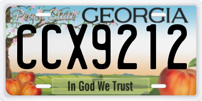 GA license plate CCX9212