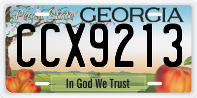 GA license plate CCX9213