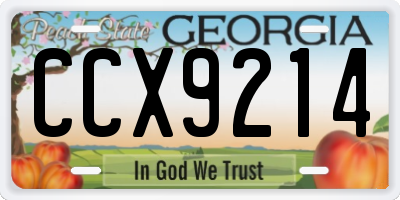GA license plate CCX9214