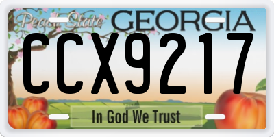 GA license plate CCX9217