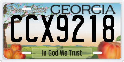 GA license plate CCX9218
