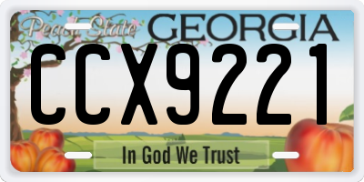 GA license plate CCX9221
