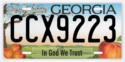GA license plate CCX9223