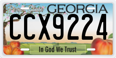 GA license plate CCX9224