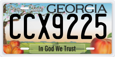 GA license plate CCX9225