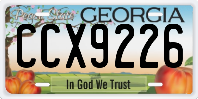 GA license plate CCX9226
