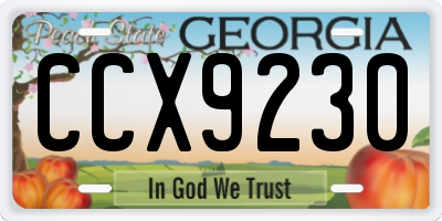 GA license plate CCX9230