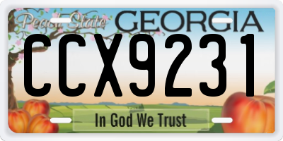 GA license plate CCX9231