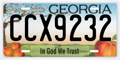 GA license plate CCX9232